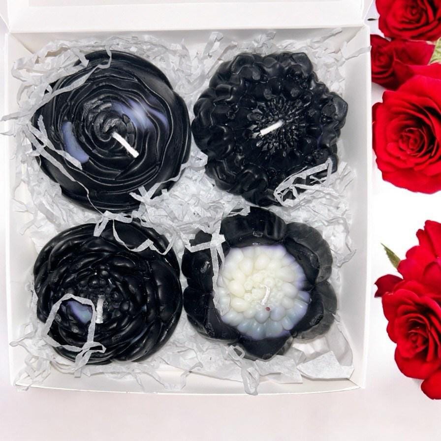 Handmade 4 Flower shaped pillar candles box set gift strong fragranced
